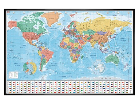 Gloss Black Framed Modern 2020, World Map Framed Poster