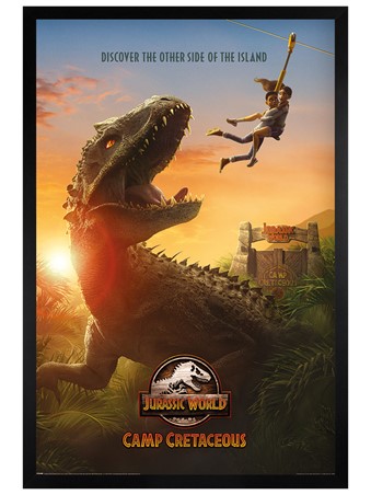 Jurassic Dinosaurs Poster Timeline Gloss Black Framed Species 61x91.5cm 