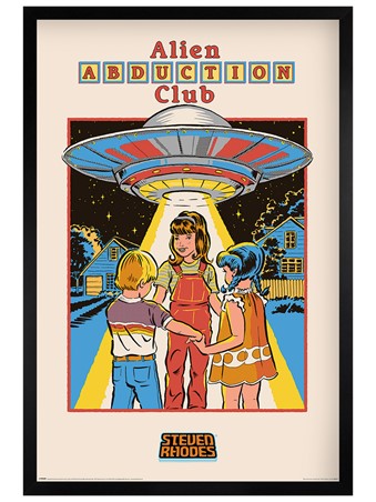 Black Wooden Framed Alien Abduction Club Framed Poster
