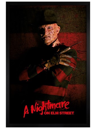 Black Wooden Framed Freddy Krueger Framed Poster