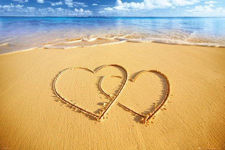 Hearts In The Sand, Beach Love Poster - PopArtUK