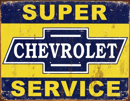 Super Chevrolet Service, Chevrolet Tin Sign - PopArtUK