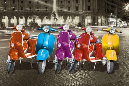 Multicoloured Vespas - Italian Iconography