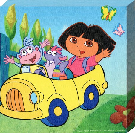 Off on a Drive with Dora, Dora The Explorer Canvas Print - PopArtUK