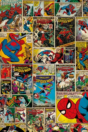 The Amazing Spider-Man Comic Collage, Marvel Comics Poster - PopArtUK