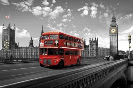 Red Bus on Westminster Bridge - Images of London