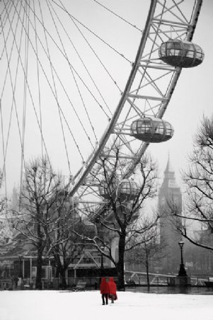 Snow On The South Bank - The London Eye