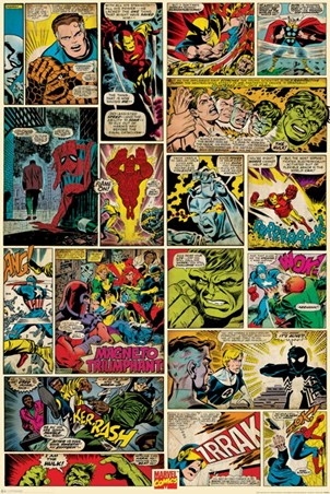 Comic Collage, Marvel Comics Poster - PopArtUK