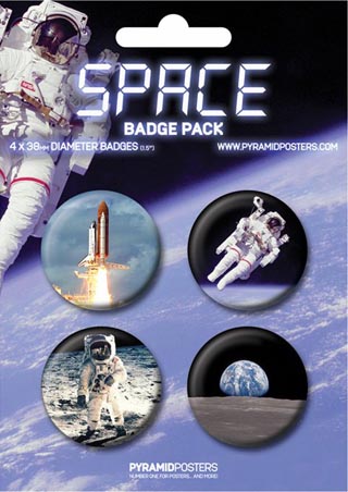 Man in Space and on the Moon - Space Button Badge Pack