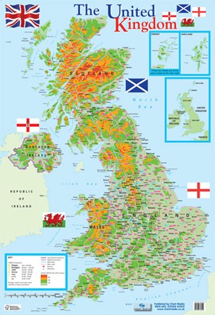 Map of The United Kingdom, Educational Map