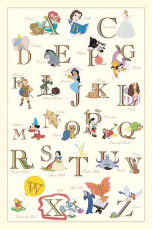 The Disney Alphabet, Walt Disney Characters - PopArtUK