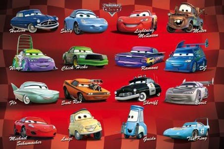 All your favourite characters, Cars the Movie - PopArtUK