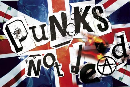 Flaming Union Jack - Punks Not Dead
