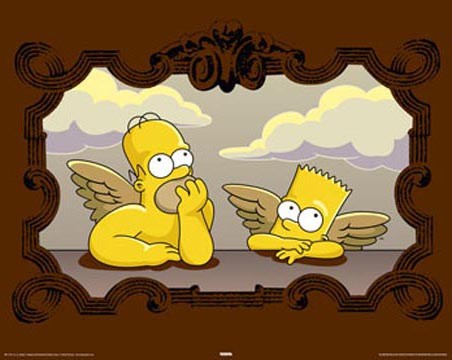 Bart and Homer in Raphael Cherub Spoof - The Simpsons