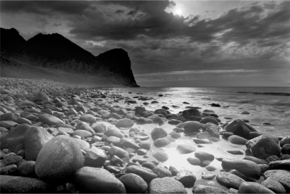 Pebble Beach - Black and White Seascape