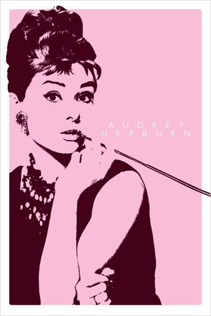 Smoking a Cigarillo (Pink) - Audrey Hepburn