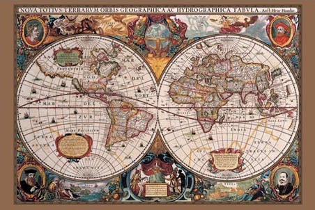 The 17th Century World - Antique World Map
