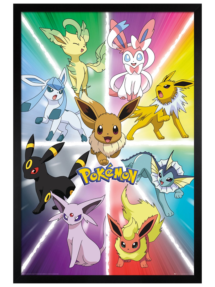 Wooden Black Framed Eevee Evolution Pokemon Poster Buy Online