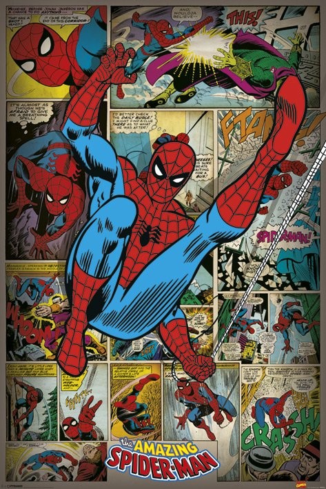 Retro Spiderman Compilation, Marvel Comics Poster - Buy Online