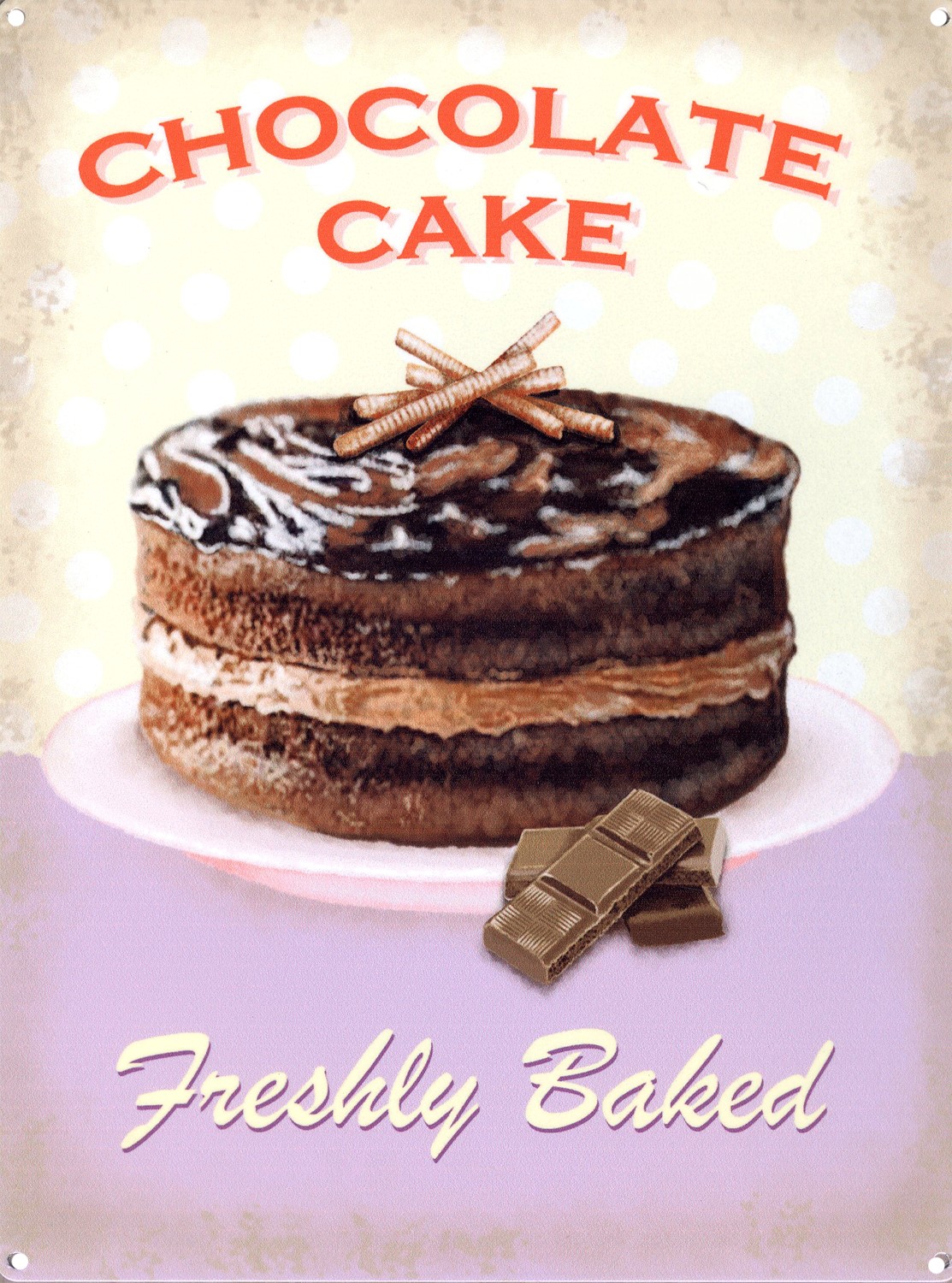 Freshly Baked Chocolate Cake Tin Sign Buy Online